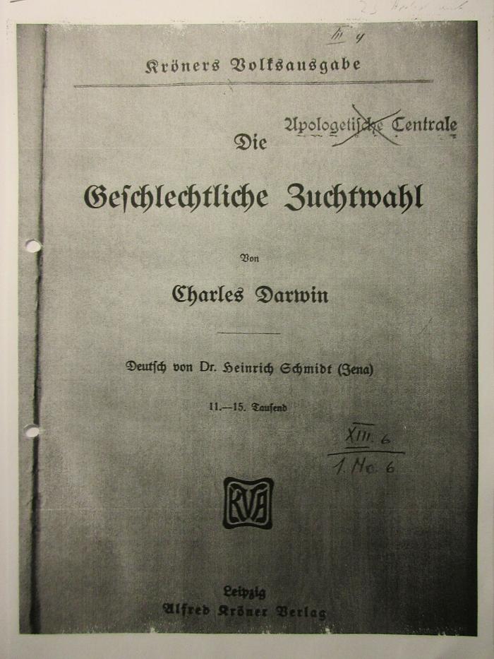 18/80/41326(2) : Die Geschlechtliche Zuchtwahl