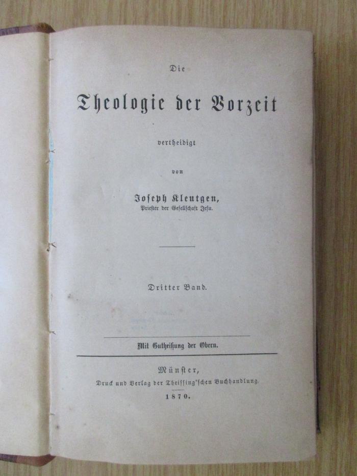 BN 2052 K64-3(2) : Die Theologie der Vorzeit; Bd. 3 (1870)