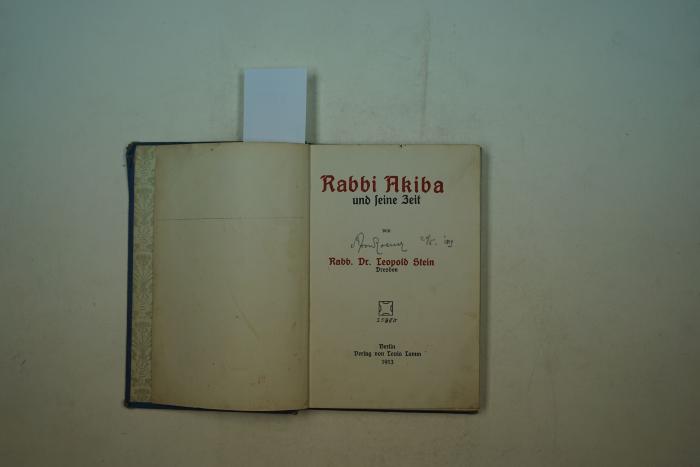  Rabbi Akiba und seine Zeit. (1913)