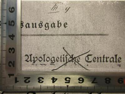- (Apologetische Centrale), Stempel: Name; 'Apologetische Centrale'. 