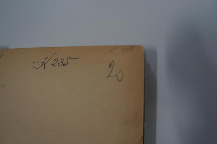 98 032044 : Die Geschichten des Rabbi Nachman : ihm nacherzählt (1922);- (unbekannt), Von Hand: Signatur; 'K 235
20'. 