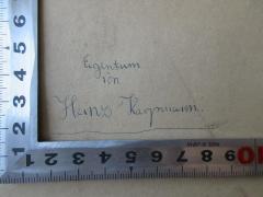 - (Karpmann, Heinz), Von Hand: Name; 'Eigentum von Heinz Karpmann'. 