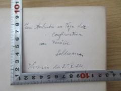 - (Goldmann), Von Hand: Widmung; 'Zum Andenken am Tage der Confirmation von Familie Goldmann
Warschau den 25-X-30&lt;.'. 
