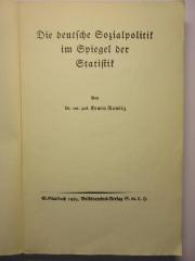 188/80/40132(x) : Die deutsche Sopzialpolitik im Spiegel der Statistik (1929)