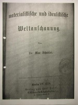 38/80/40176 : Über matrialistische und idealistische Weltanschauung (1879)