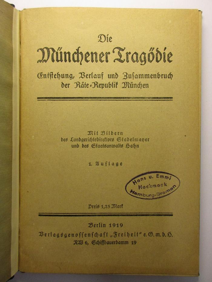 38/80/40969(1) : Die Münchener Tragödie (1919)