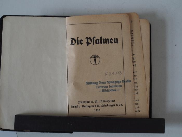 F 21 03: Die Psalmen. (1915)