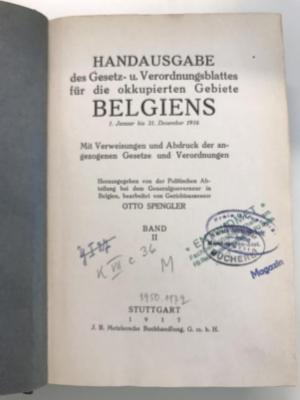 K VII c 36 II (ausgesondert) : Handausgabe des Gesetz- und Verordnungsblattes für die okkupierten Gebiete Belgiens 1. Januar bis 31. Dezember 1916 (1917)