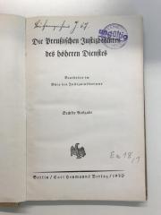 Ea18,1 (ausgesondert) : Die Preußischen Justizbeamten des höheren Dienstes (1930)