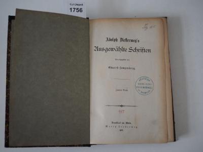  Adolph Diesterweg's Ausgewählte Schriften. (1877)