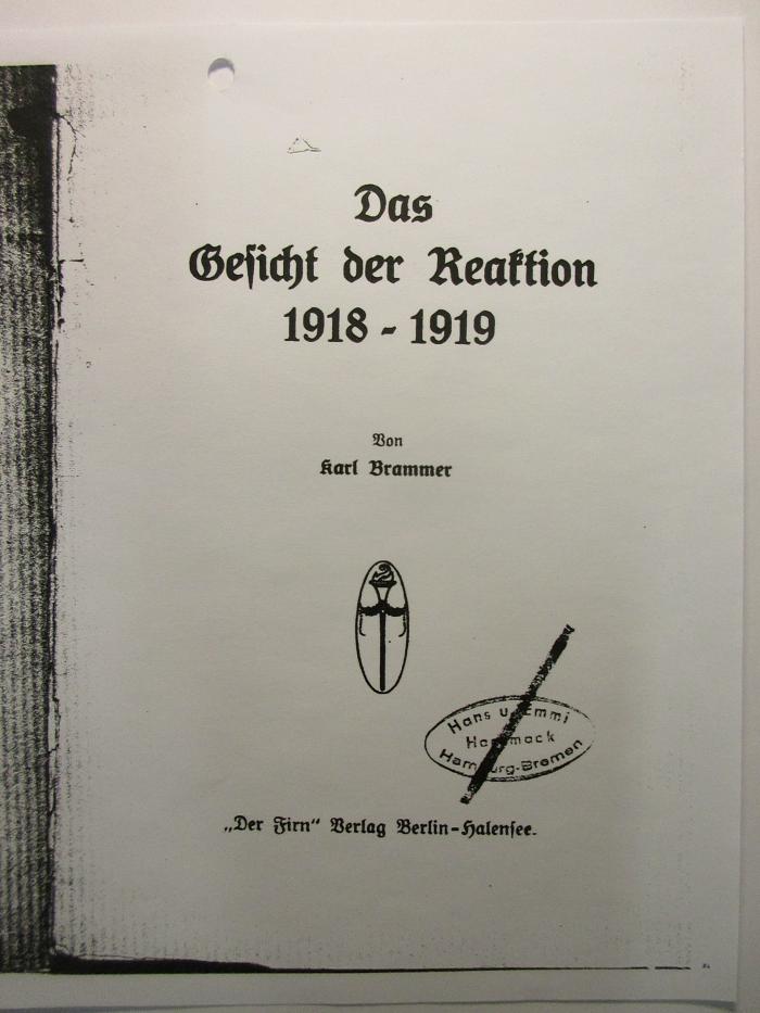 38/80/40964(2) : Das Gesicht der Reaktion 1918-1919
 (1919)