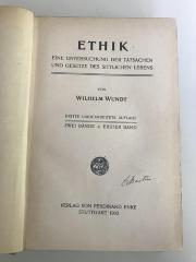D WUN 1 - 2 : Ethik. Eine Untersuchung der Tatsachen und Gesetze des sittlichen Lebens (1903)