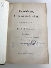 Phil 2g 40 nie1 2 2.A. (ausge) : Menschliches, Allzumenschliches. Ein Buch für freie Geister. (1894)