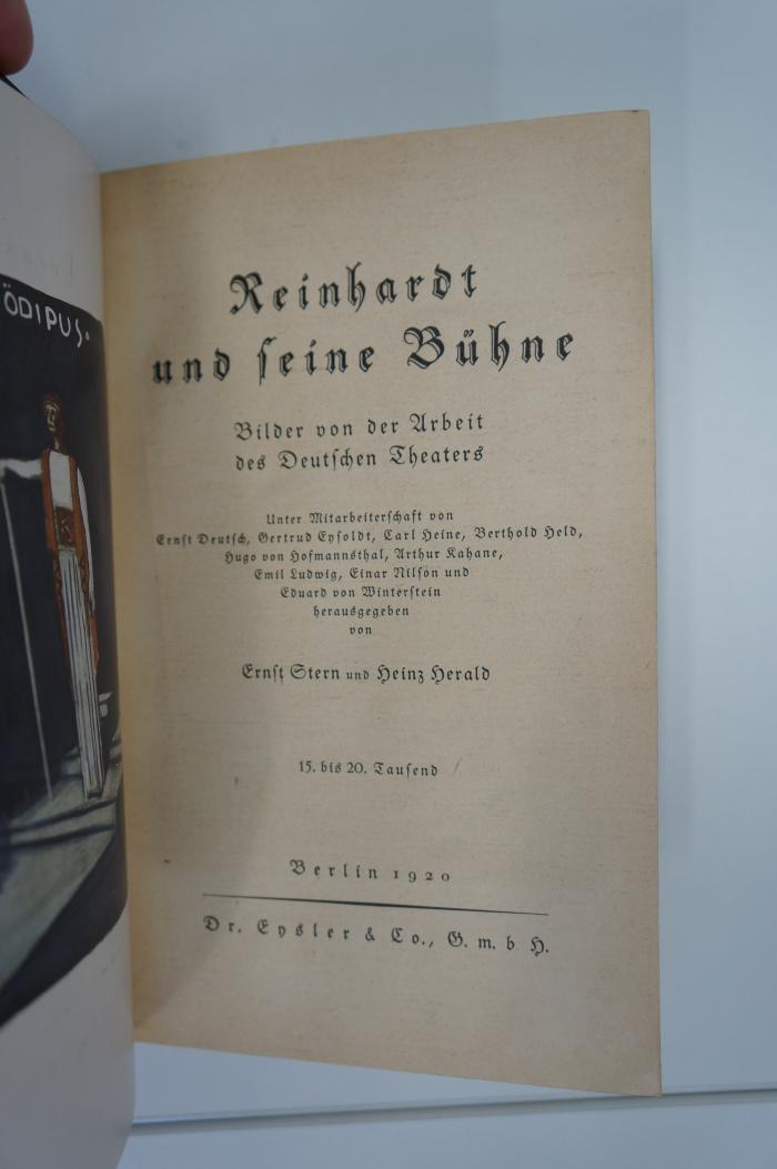 98 032798 : Reinhardt und seine Bühne : Bilder von der Arbeit des Deutschen Theaters (1920)