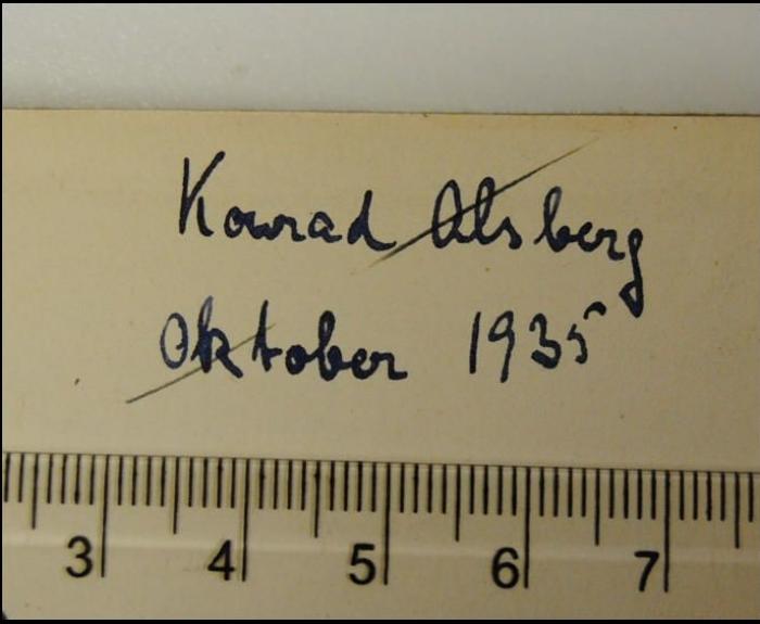 -, Von Hand: Autogramm, Datum; 'Konrad Alsberg Oktober 1935' (Prototyp)