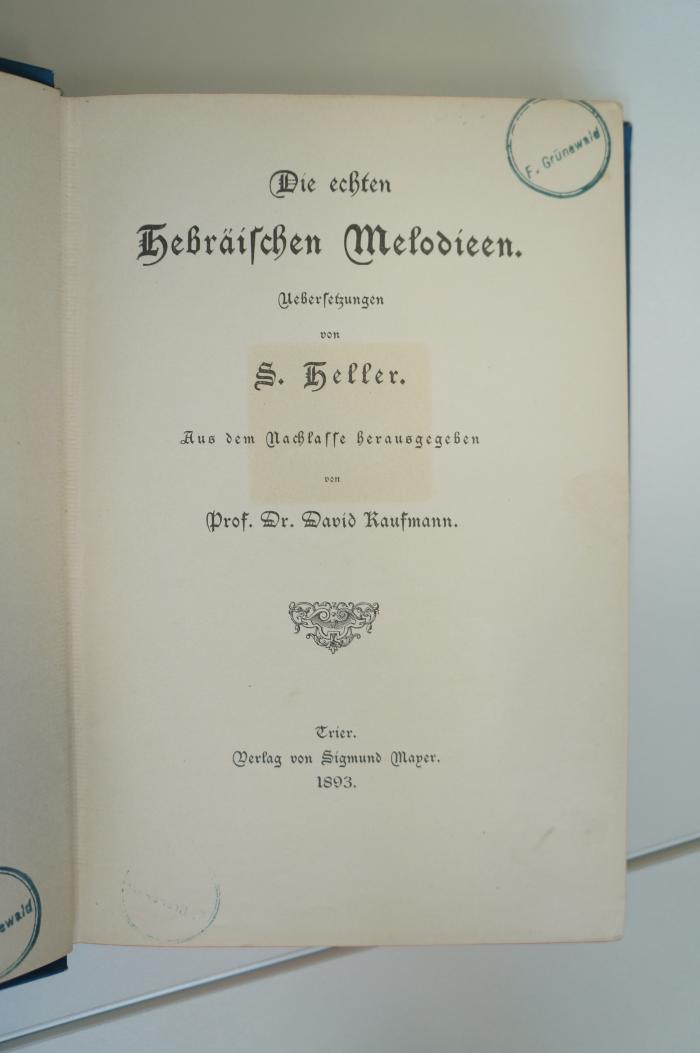 02A.002269 : Die echten Hebräischen Melodieen (1893)