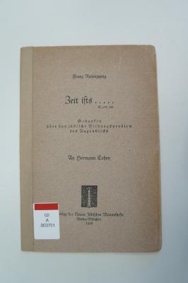 02A.003751 : Zeit ists ... Ps. 119,126 : Gedanken über das jüdische Bildungsproblem des Augenblicks : An Hermann Cohen (1918)