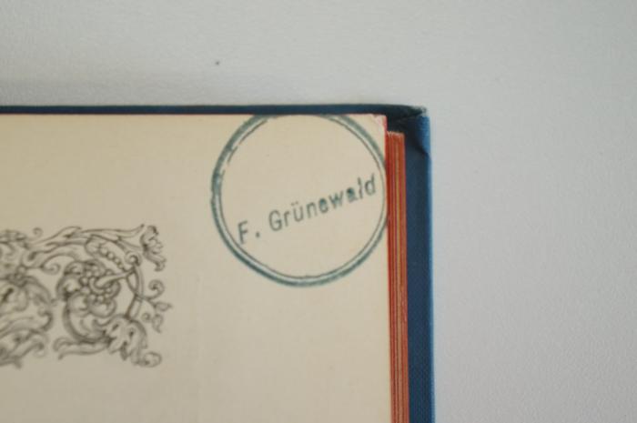 02A.002269 : Die echten Hebräischen Melodieen (1893);- (Grünewald, F.), Stempel: Name; 'F. Grünewald'. 