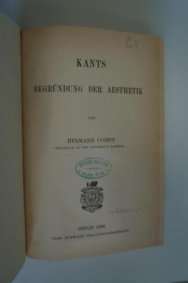 02A.001511 : Kants Begründung der Aesthetik (1889)