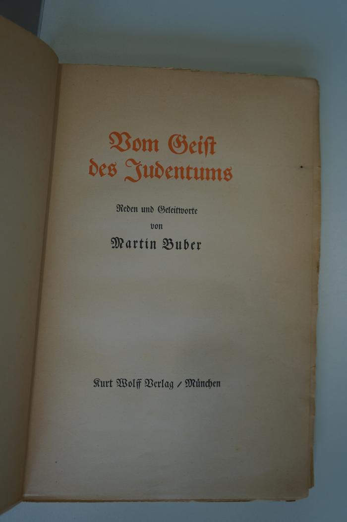 02A.001992 : Vom Geist des Judentums (1921)