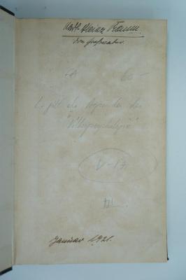 02A.002607 : Treu und frei : gesammelte Reden und Vorträge über Juden und Judenthum (1887);- (Kanne, Karl-Heinz), Von Hand: Autogramm, Datum, Widmung; 'Karl-Heinz Kanne.
von Großvater.
Januar 1921
'. 