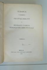 02A.002097 : Judaica : Festschrift zu Hermann Cohens siebzigstem Geburtstage (1912)