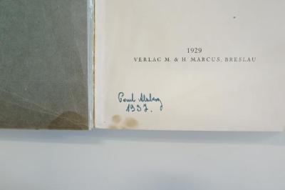 02A.000757 : Festschrift zum 75jährigen Bestehen des jüdisch-theologischen Seminars Fraenckelscher Stiftung (1929);- (Alsberg, Paul), Von Hand: Autogramm, Datum; 'Paul Alsberg
1937'. 