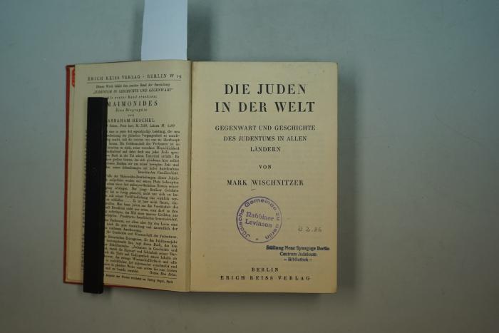 D 2 86 Levinson: Die Juden in der Welt. Gegenwart und Geschichte des Judentums in allen Ländern. (1935)