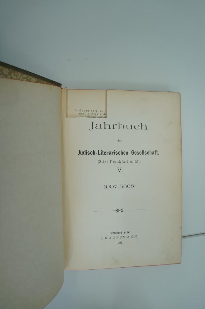 02A.009405 : Jahrbuch der Jüdisch-Literarischen Gesellschaft 1907-5668 (1907)