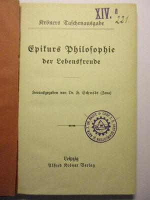 18/80/41644(8) : Epikurs Philosophie der Lebensfreude (1911)