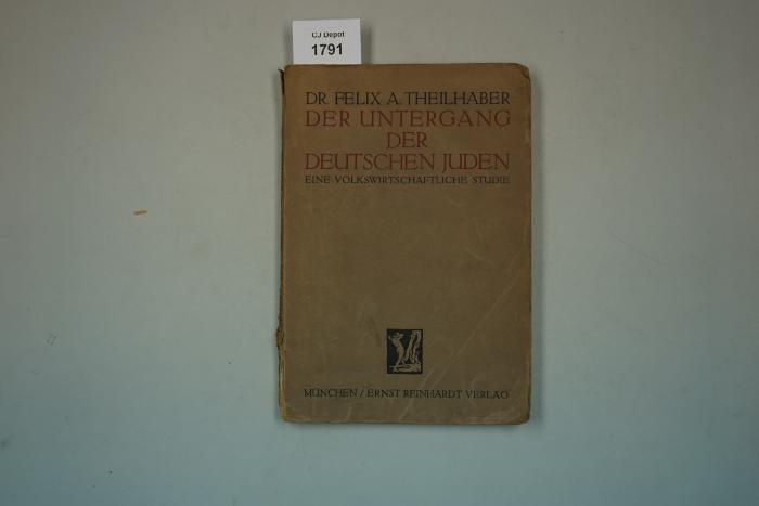  Derm Untergang der deutschen Juden. Eine volkswirtschaftliche Studie. (1911)
