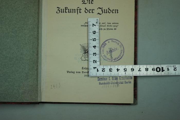 - (Verein für Handlungs-Commis von 1858, Hamburg), Tilgung: Ortsangabe, Berufsangabe/Titel/Branche, Name; 'Verein für Handlungs-Commis von 1858
Archiv
gelöscht'. 