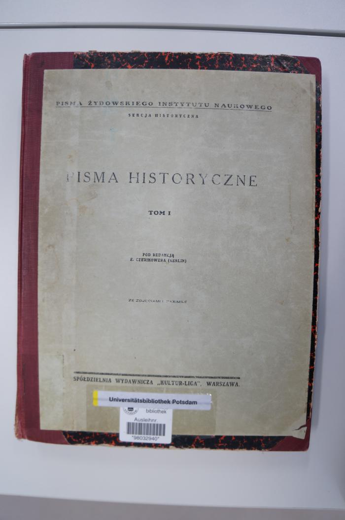 02B.000134 : היסטארישע שרפטן = Pisma Historyczne (1929)
