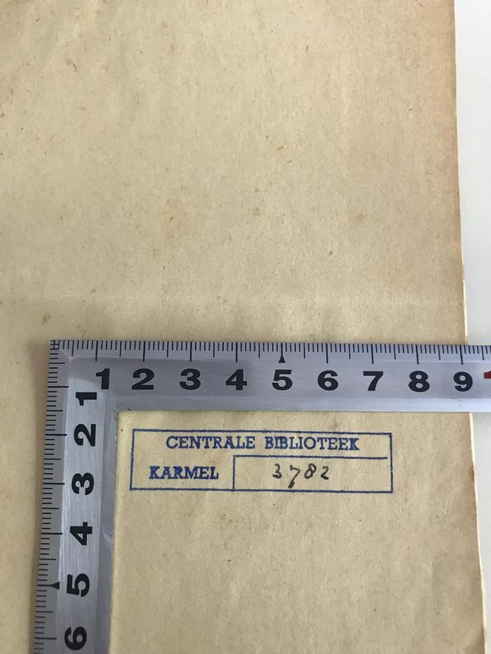 CB 3800 G983-6(3) : Naturphilosophie (1900);- (Centrale Biblioteek Karmel), Stempel: Name, Inventar-/ Zugangsnummer; 'Centrale Biblioteek Karmel 3782'. 