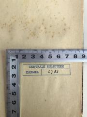 - (Centrale Biblioteek Karmel), Stempel: Name, Inventar-/ Zugangsnummer; 'Centrale Biblioteek Karmel 3783'. 