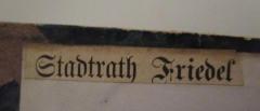 - (Friedel, Ernst), Etikett: Berufsangabe/Titel/Branche, Name; 'Stadtrath Friedel'.  (Prototyp)