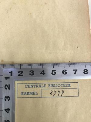 CB 3800 G983-4(3) : Logik und Erkenntnißtheorie (1898);- (Centrale Biblioteek Karmel), Stempel: Name, Inventar-/ Zugangsnummer; 'Centrale Biblioteek Karmel 3779'. 