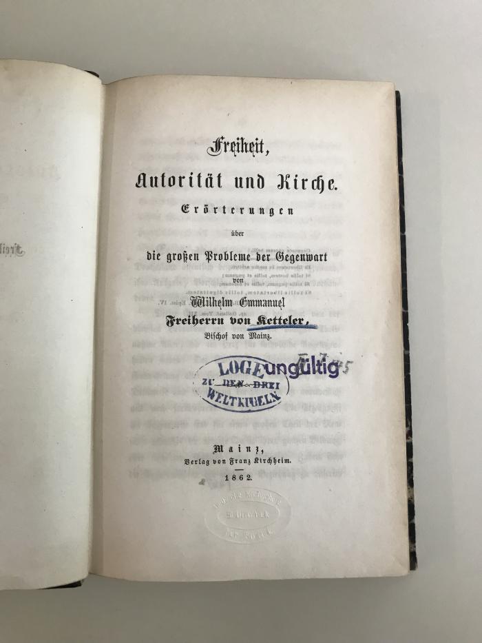 Ig 133 : Freiheit, Autorität und Kirche. (1862)