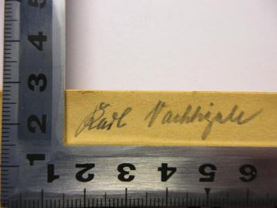 - (Nachtigall, Karl), Von Hand: Name; 'Karl Nachtigall'. 