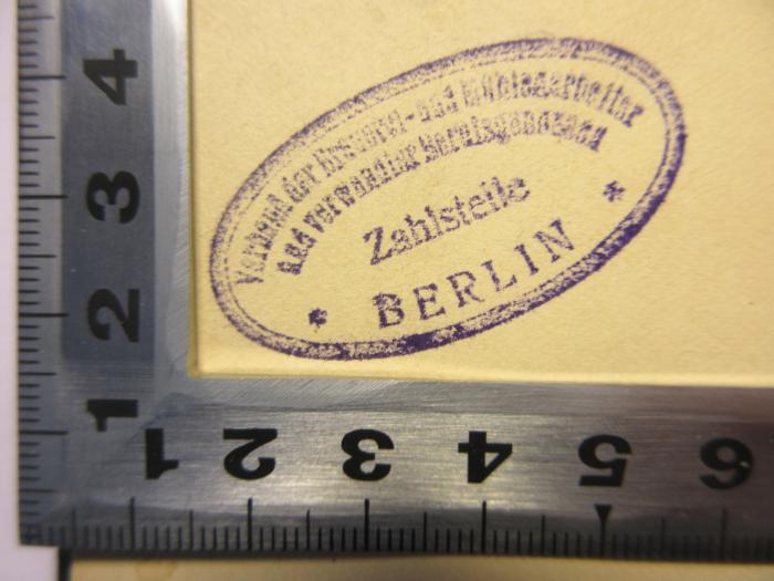 - (Verband der Nahrungsmittel- und Getränkearbeiter Ortsgruppe Berlin'), Stempel: Name; 'Verband der Brauerei- und Getränkehersteller 
und verwandte Berufsgenossen
Zahlstelle Berlin'. 