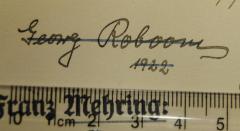 - (Roboom, Georg), Von Hand: Name, Datum; 'Georg Roboom 1922'. 