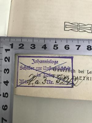 SA 1581-1 : Jahrbuch für sozialen Fortschritt und freiheitliche Weltanschauung (1910/11);- (Johannis-Loge Schiller zur Unsterblichkeit in Cöln), Stempel: Name, Ortsangabe, Nummer; 'Johannisloge Schiller zur Unsterblichkeit in Köln Abt. Ha3 Nr. 3242'. 