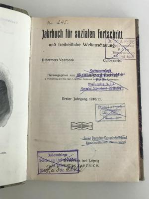 SA 1581-1 : Jahrbuch für sozialen Fortschritt und freiheitliche Weltanschauung (1910/11)