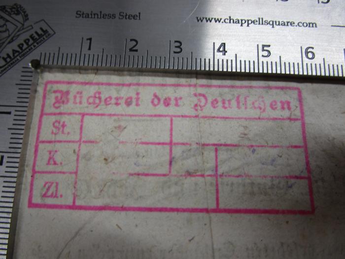 -, Stempel: -; 'Bücherei der Deutschen
St.
K.
Zl.'