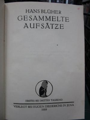 Hn 403 2. Ex.: Gesammelte Aufsätze (1919)