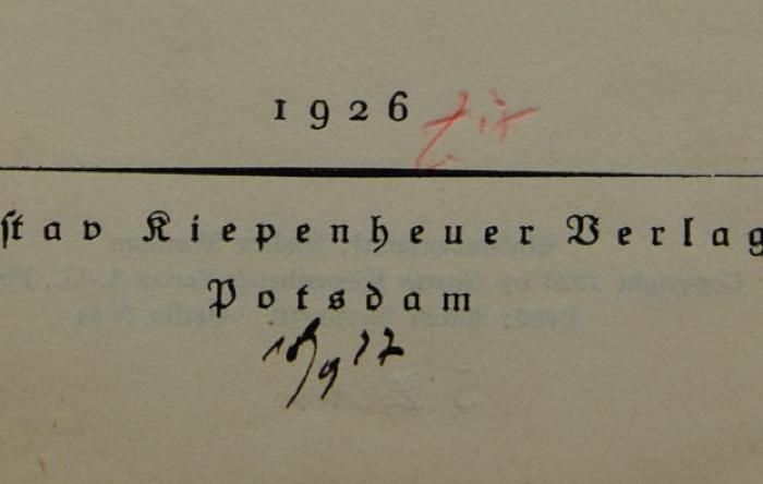 - (Endemann, Wilhelm), Von Hand: Datum; '18/9 27'. 
