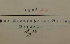 - (Endemann, Wilhelm), Von Hand: Datum; '18/9 27'. 