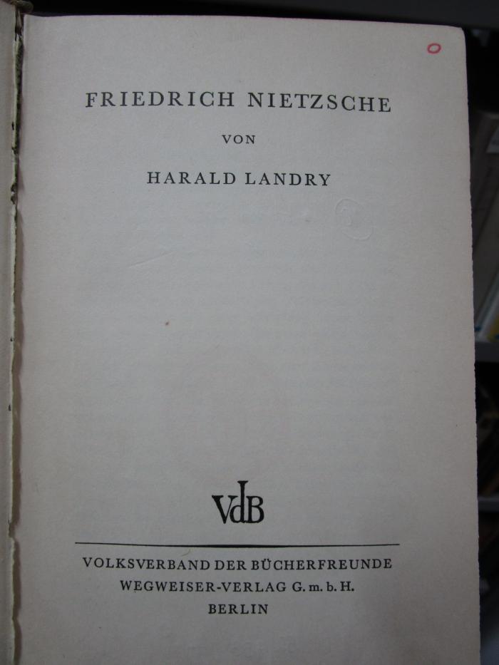 Hm 37 2. Ex.: Friedrich Nietzsche (1931)