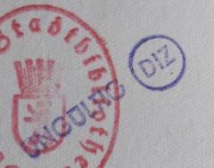 J / 1277 (Deutsches Institut für Zeitgeschichte), Stempel: Besitzwechsel: ungültig, Name, Initiale; 'Ungültig DIZ'.  (Prototyp)