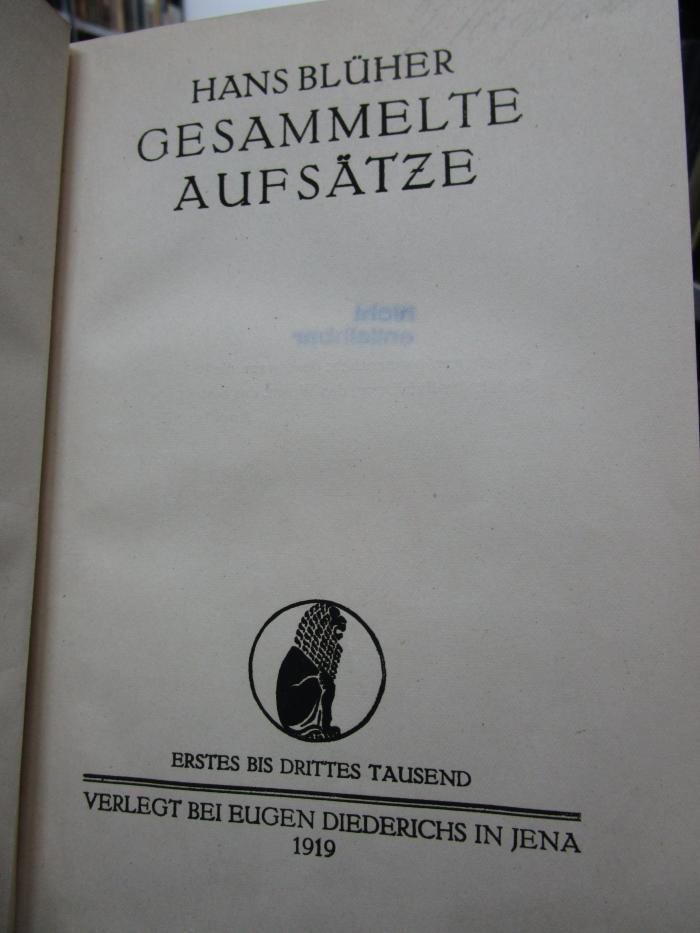 Hn 403: Gesammelte Aufsätze (1919)